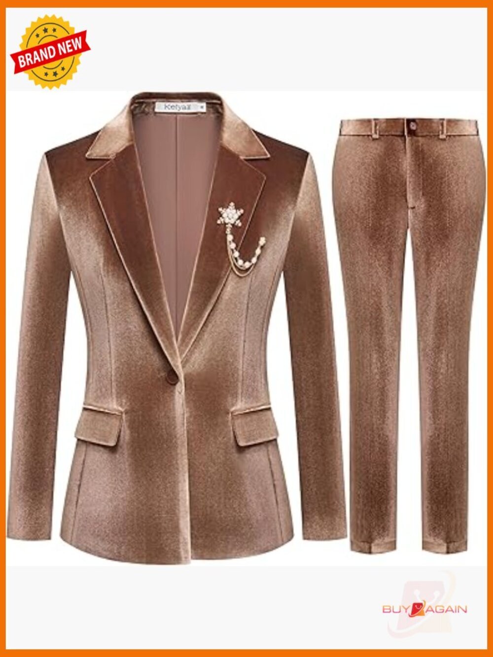 Women's Velvet 2 Piece Tuxedo Suit Set Blazer Pants Slim Fit Notch Lapel
